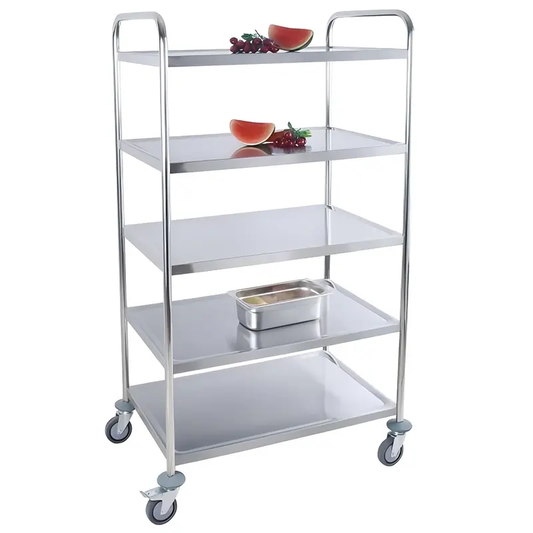 2/3/4/5 Tier Stainless Steel Round Tube Service Trolley