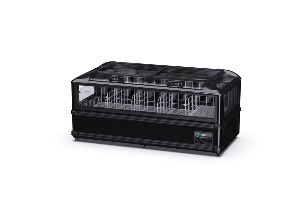 Up & Down sliding door transparent island freezer