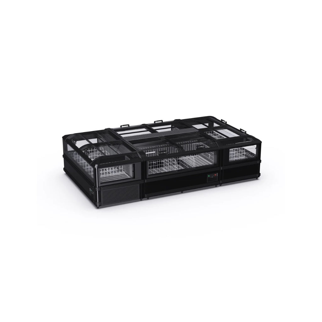 Up & Down sliding door transparent island freezer