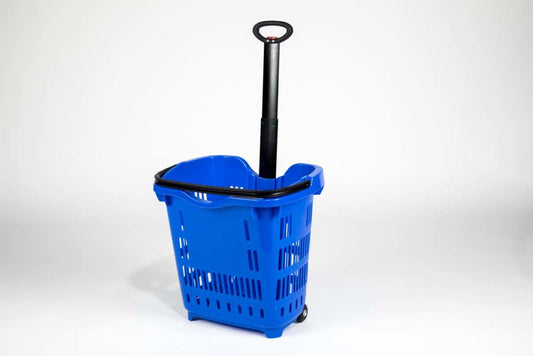 50L Rolling Plastic Shopping Basket Set of 10